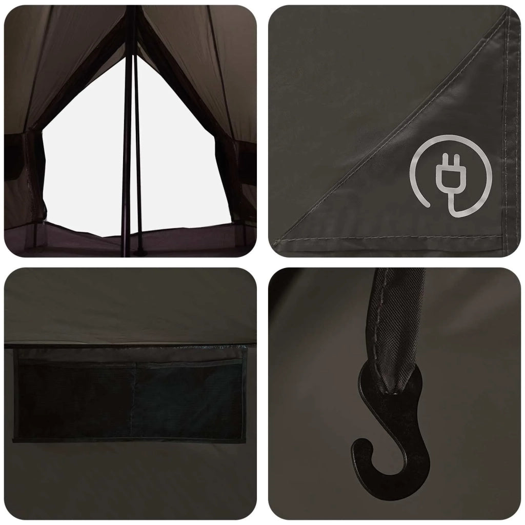 Tenda Tipi Marrone Grigio 250 x 250 cm Poliestere e Acciaio 42029022