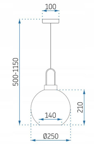Lampada Da Soffitto A Sospensione Con Sfera Di Vetro 25cm APP630-1CP