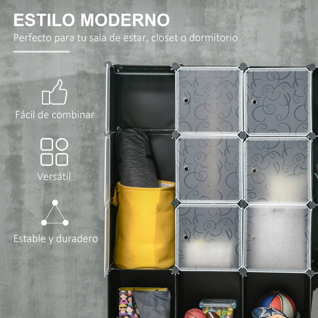 Armadio Portatile con Compartimenti e Appendiabiti ¨C zephmum ¨C Nero e Bianco 60x40x160