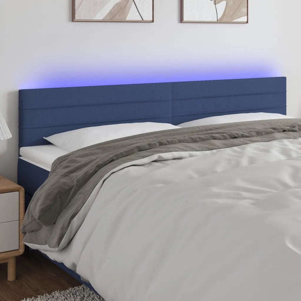 Testiera a LED Blu 160x5x78/88 cm in Tessuto 3121764