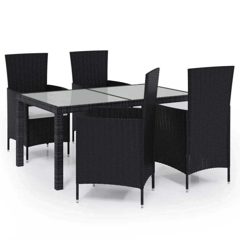 Set Mobili da Giardino 5 pz con Cuscini in Polyrattan Nero cod mxl 41448