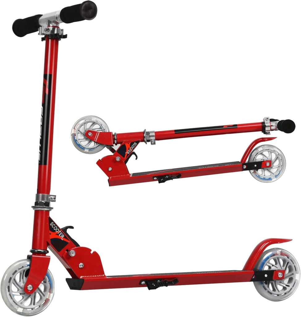 Monopattino Bambini con 2 Ruote LED, Monopattino Bambina Pieghevole in Alluminio con Altezza Regolabile, Crico Massimo di 70 kg, Scooter Portatile per Bambini da 4 Anni+