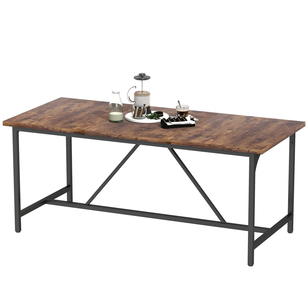 Tavolo da Pranzo Rettangolare Allungabile per 6-8 Persone ¨C Minimal ¨C Legno Massello Effetto Rovere Antracite 180x80x75,5 cm