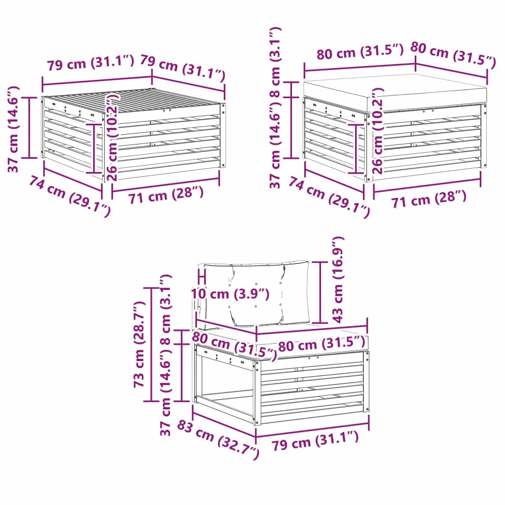 Set di divani da esterno 6 pz Bianco e Grigio Chiaro Poliestere 3390366