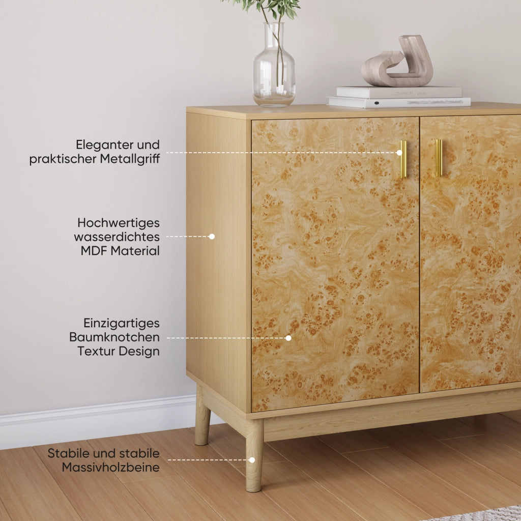 Armadio Buffet in Legno Massello con Ripiani Regolabili Multiuso ¨C MINIMAL ¨C Bianco