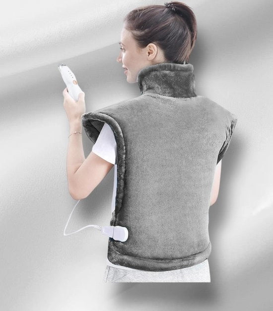 Cuscino riscaldante per schiena, spalle, collo 60 x 85 cm con 4 livelli di temperatura, cuscino elettrico riscaldante con spegnimento automatico e protezione contro sovraccarico termico