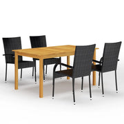 Set Mobili da Pranzo per Giardino 5 pz Nero cod mxl 35795