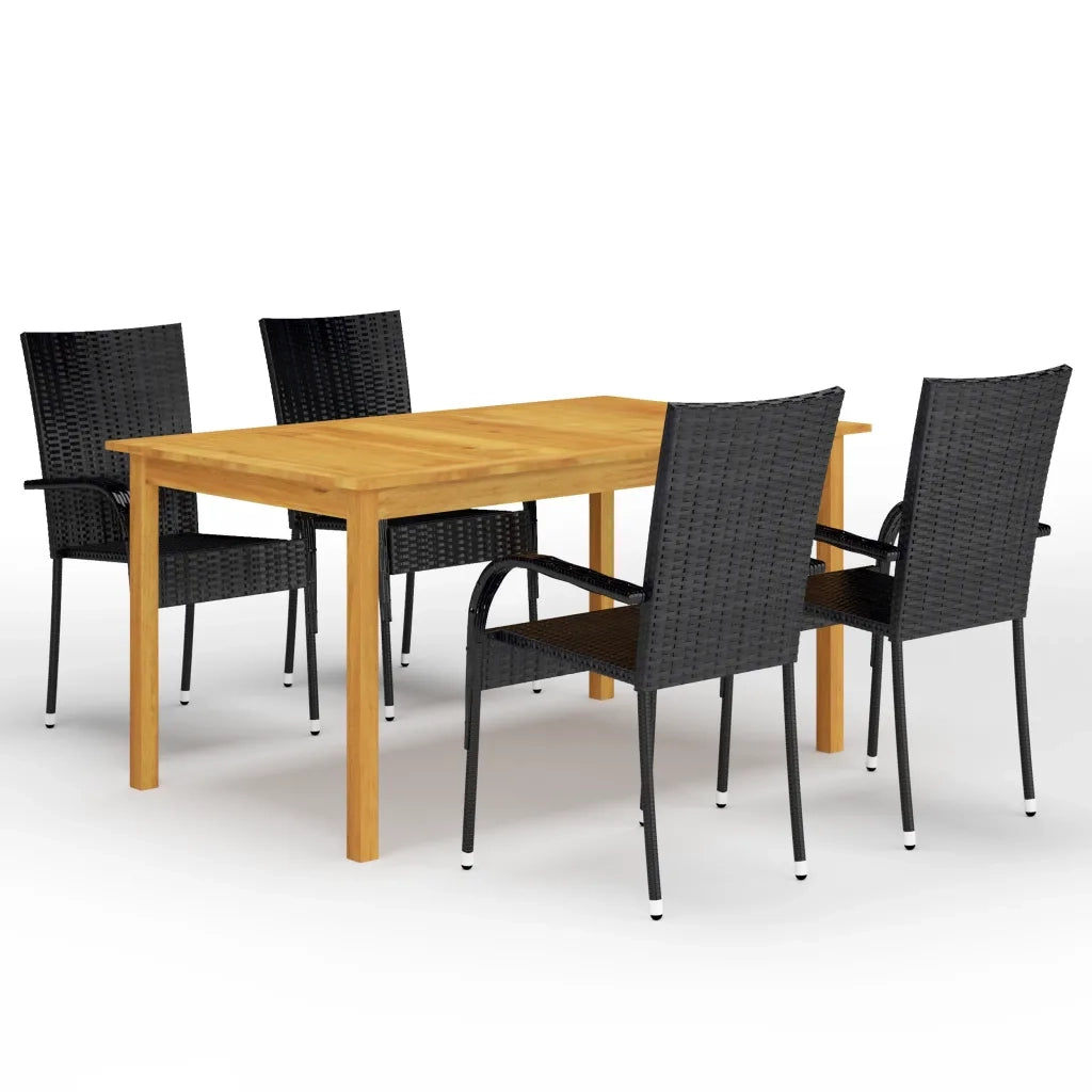 Set Mobili da Pranzo per Giardino 5 pz Nero cod mxl 35795
