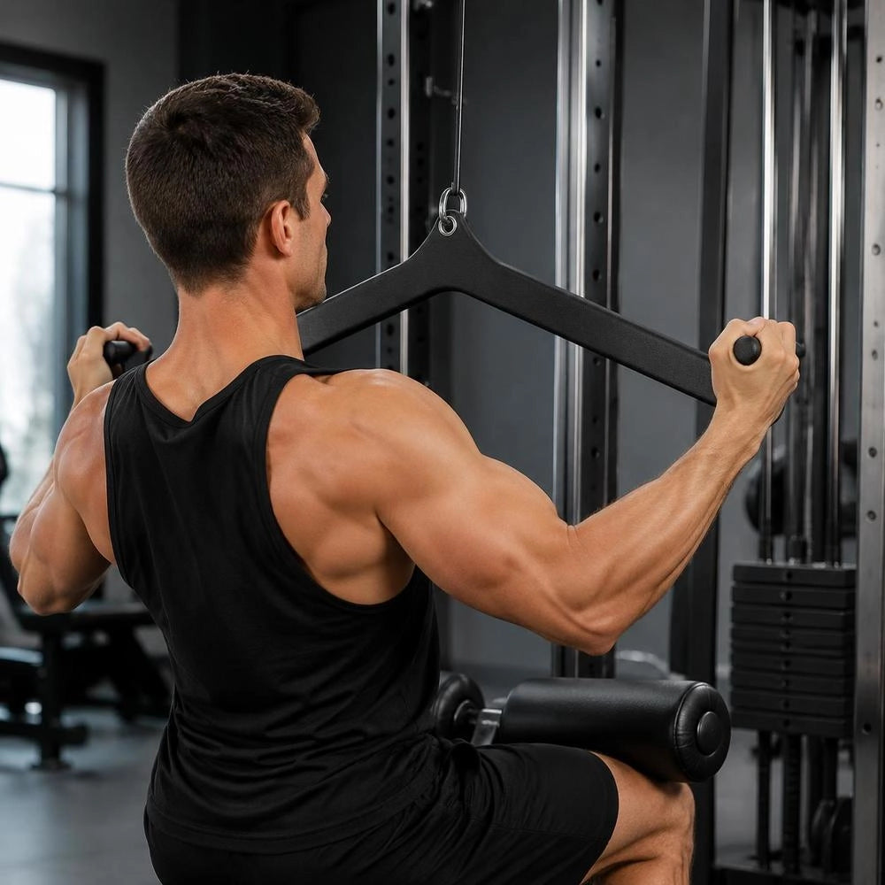 Lat Pulldown Attachment, Rowing V-bar Attachment, 550 Kg Load Capacity For Cable Machines, Triceps Pull-up Bar, Rubber-coated Grip For Back Strength Training, Biceps Curl Triceps Lat Pulldown Bar