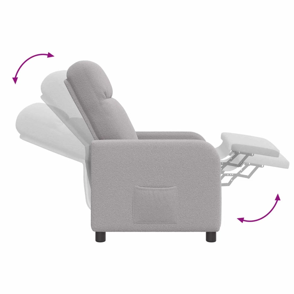 Divano Sedia-Poltrona reclinabile Grigio Chiaro Boucl¨¦