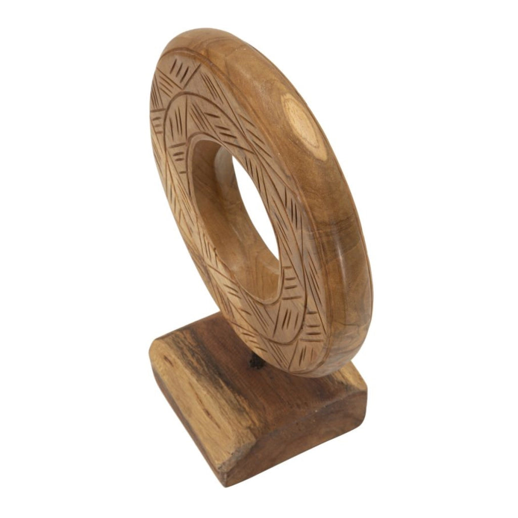Scultura Cerchi 38, Marrone, Legno, 20x10x28 cm