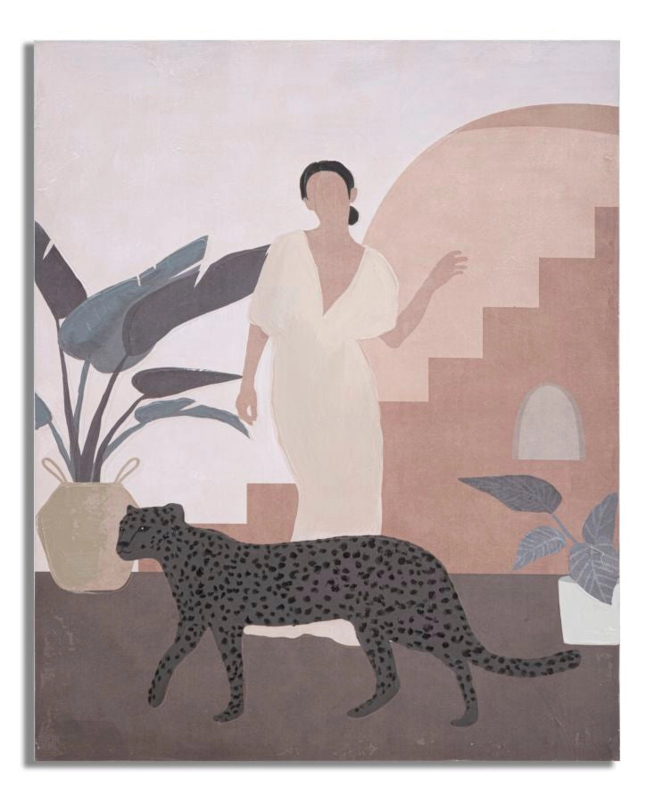 Dipinto su Tela Lady Animals 80x3,7x100 cm in Legno e Tessuto