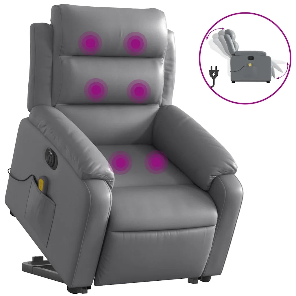 Poltrona Alzapersona Elettrica Reclinabile Grigio in Similpelle 3205066