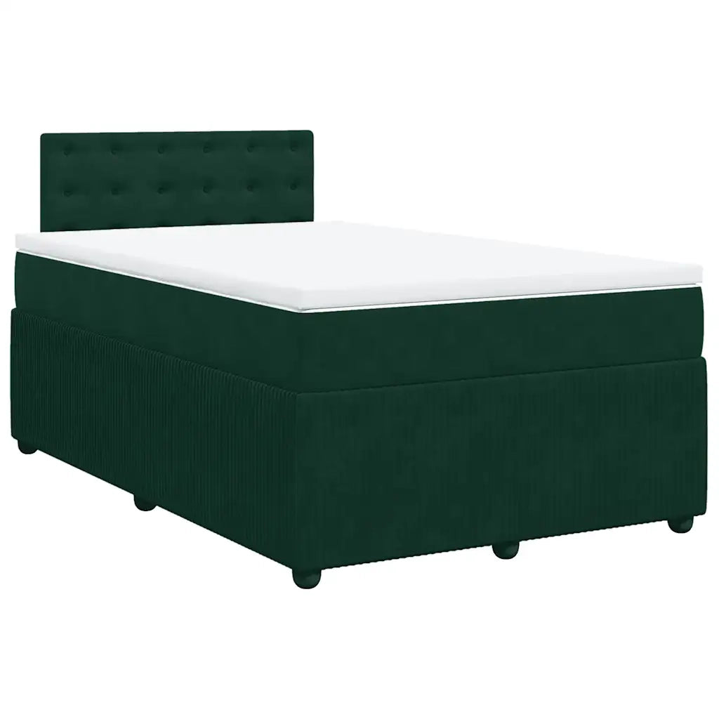 Giroletto a Molle con Materasso Verde Scuro 120x200 cm Velluto
