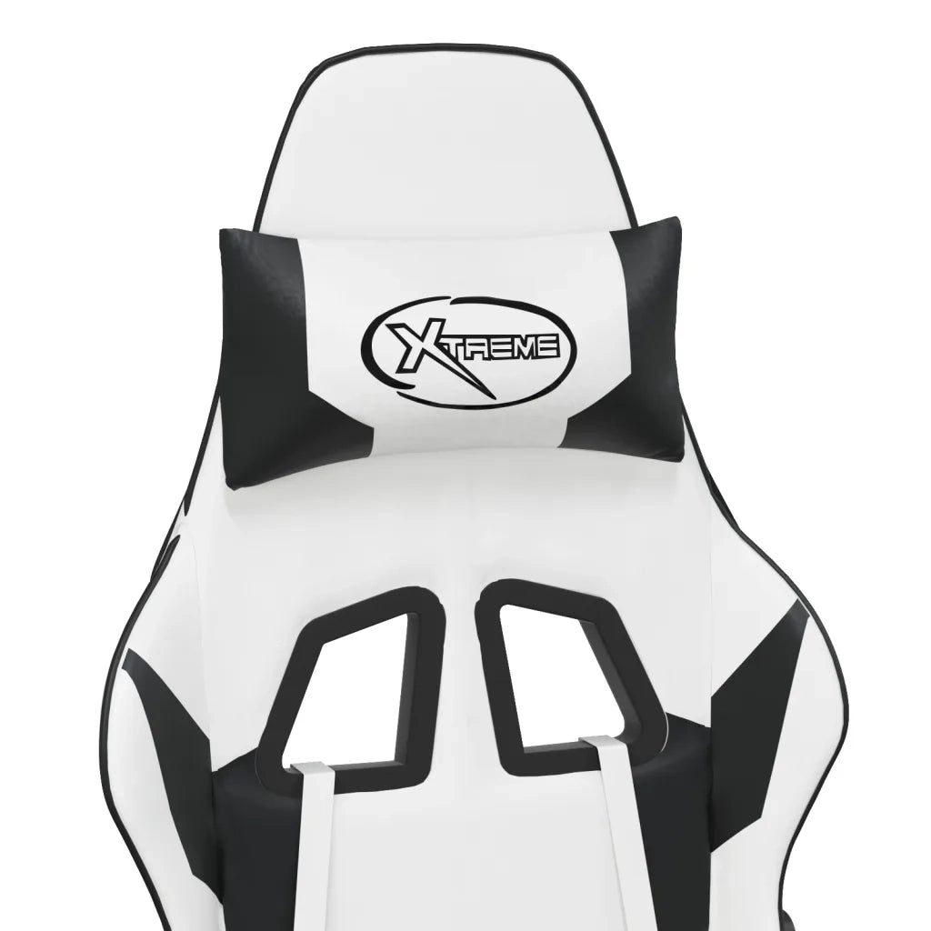 Sedia da Gaming con Poggiapiedi Bianco e Nero in Similpelle cod mxl 58417
