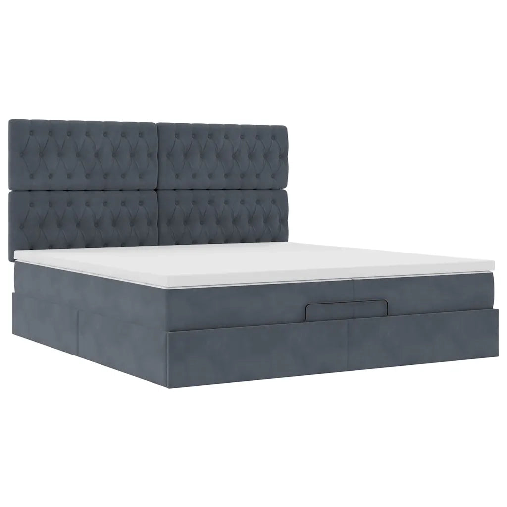 Struttura Letto Pouf con Materassi 200x200 cm Velluto 3314415