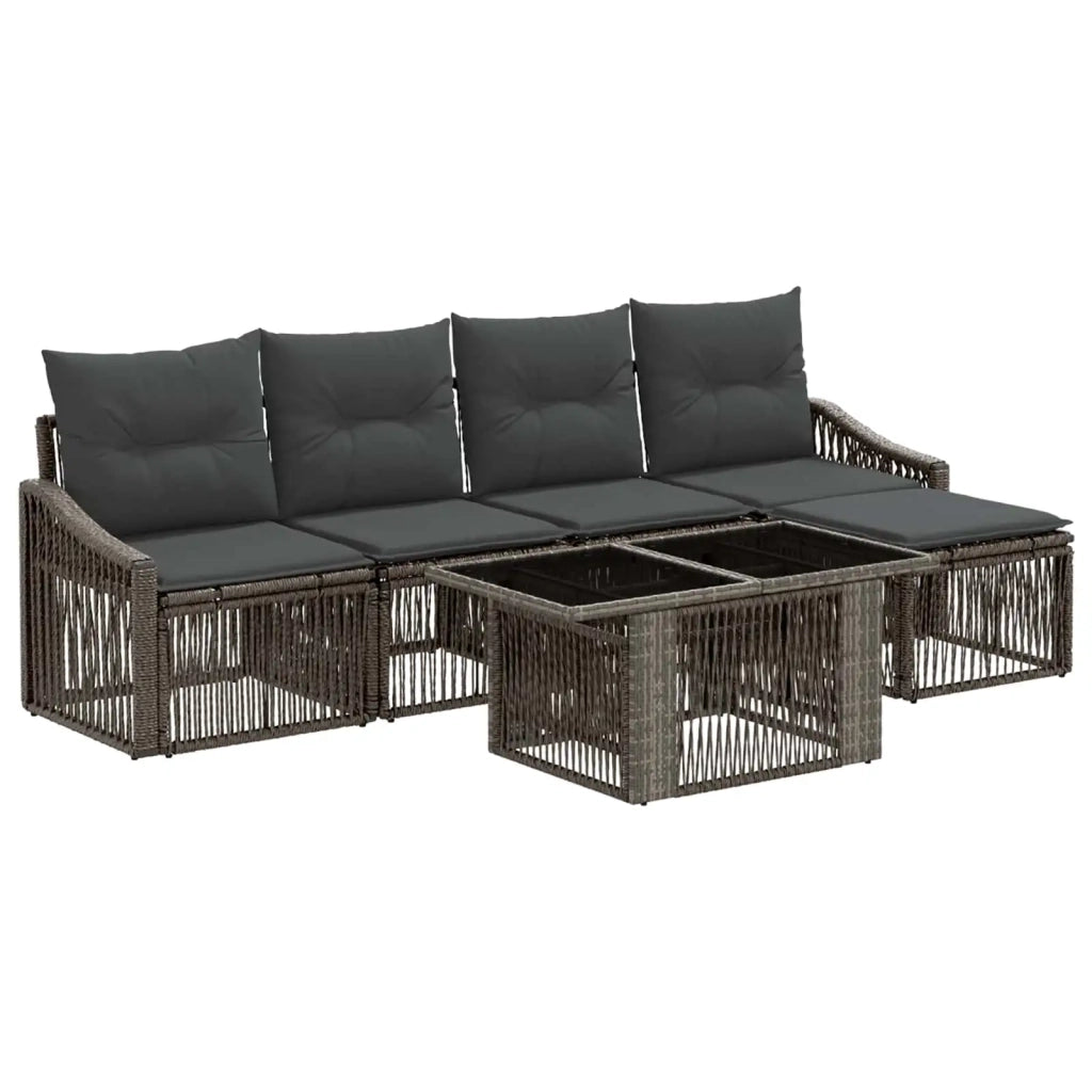 Set Divano da Giardino 6 pz Grigio e Grigio Scuro polyrattan 3437243