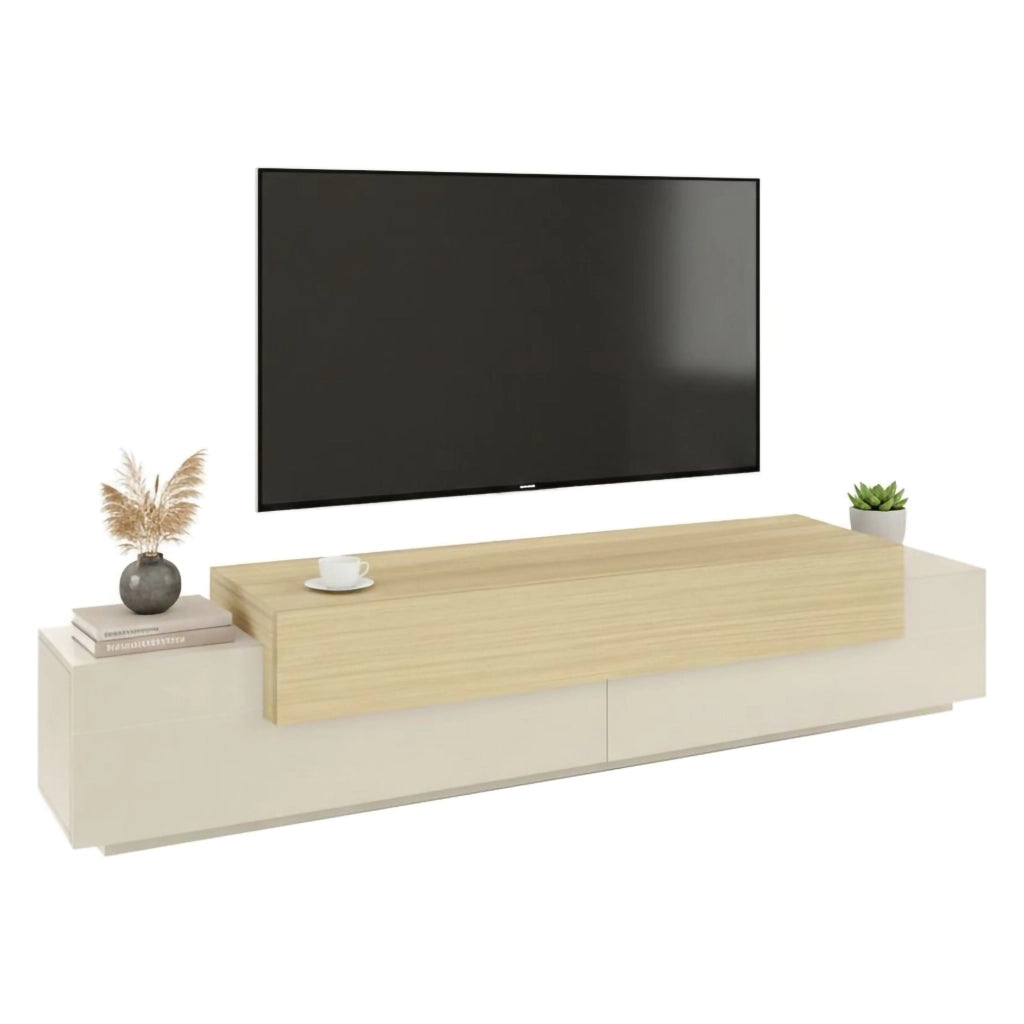 Curino, Mobile Porta tv 3 Ripiani Made in Italy, 240x45x51.5h cm Beige