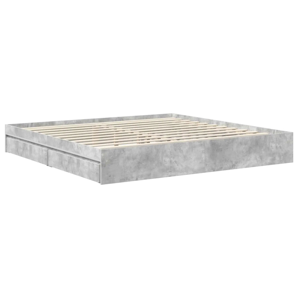 Letto con Contenitore con testiera Grigio cemento 200 x 200 cm