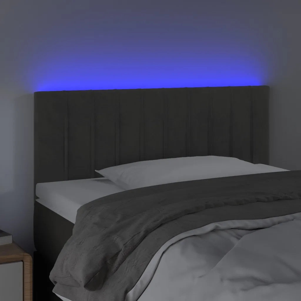 Testiera a LED-Testata con LED Grigio Scuro 100x5x78/88 cm in Velluto 917453