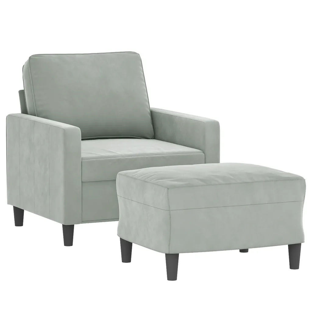 Poltrona con Poggiapiedi Grigio Chiaro 60 cm in Velluto 3201045