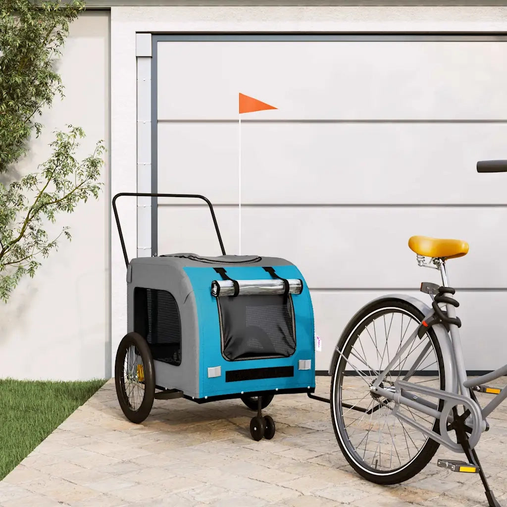 Rimorchio da Bici per Animali Blu e Grigio Oxford e Ferro CFW5422267