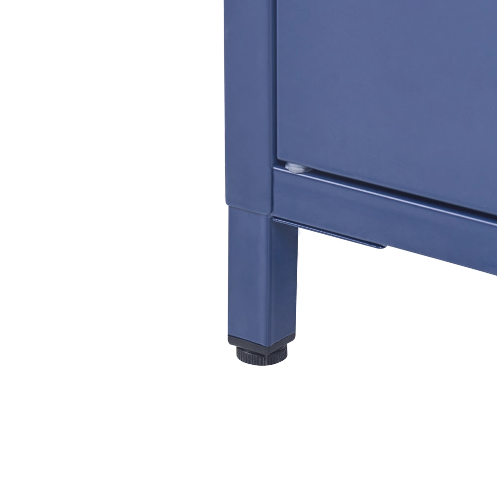 Armadio Portaoggetti Home Office Acciaio Blu Navy 2 Ante 4 Ripiani Design Industriale
