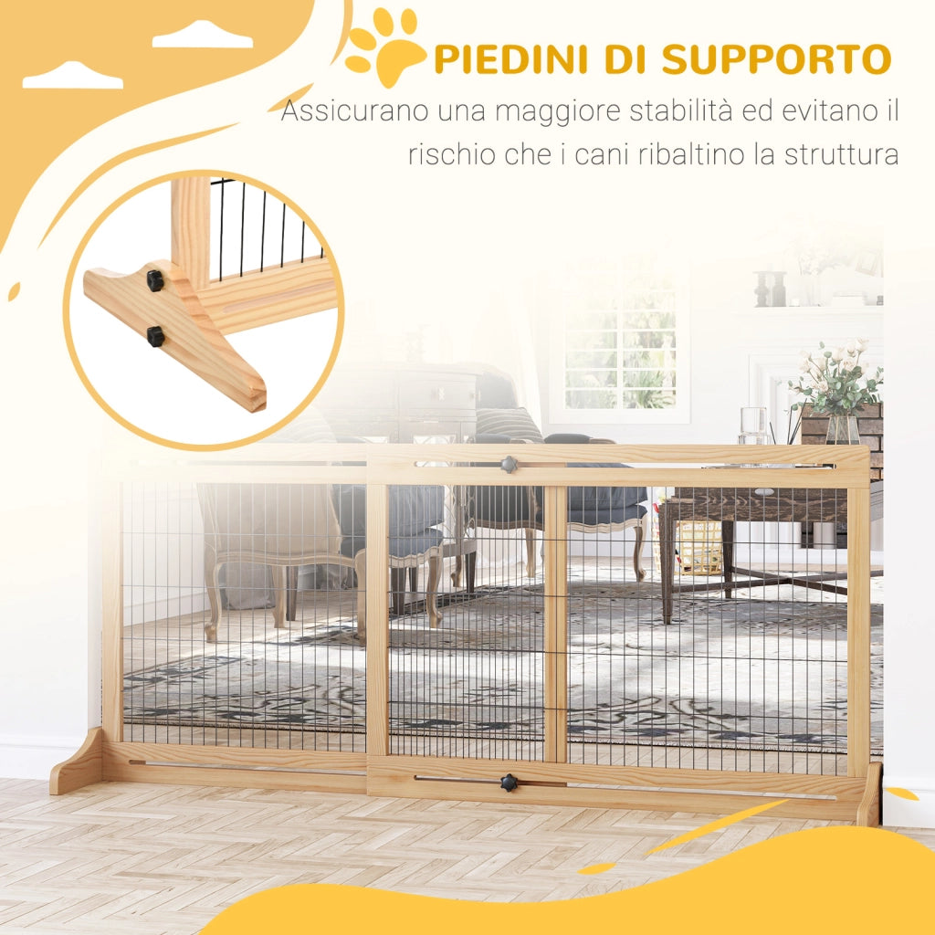 Cancellino per Cani in Legno e Acciaio ¨C Zephmum ¨C Legno 104-180x36x69 cm