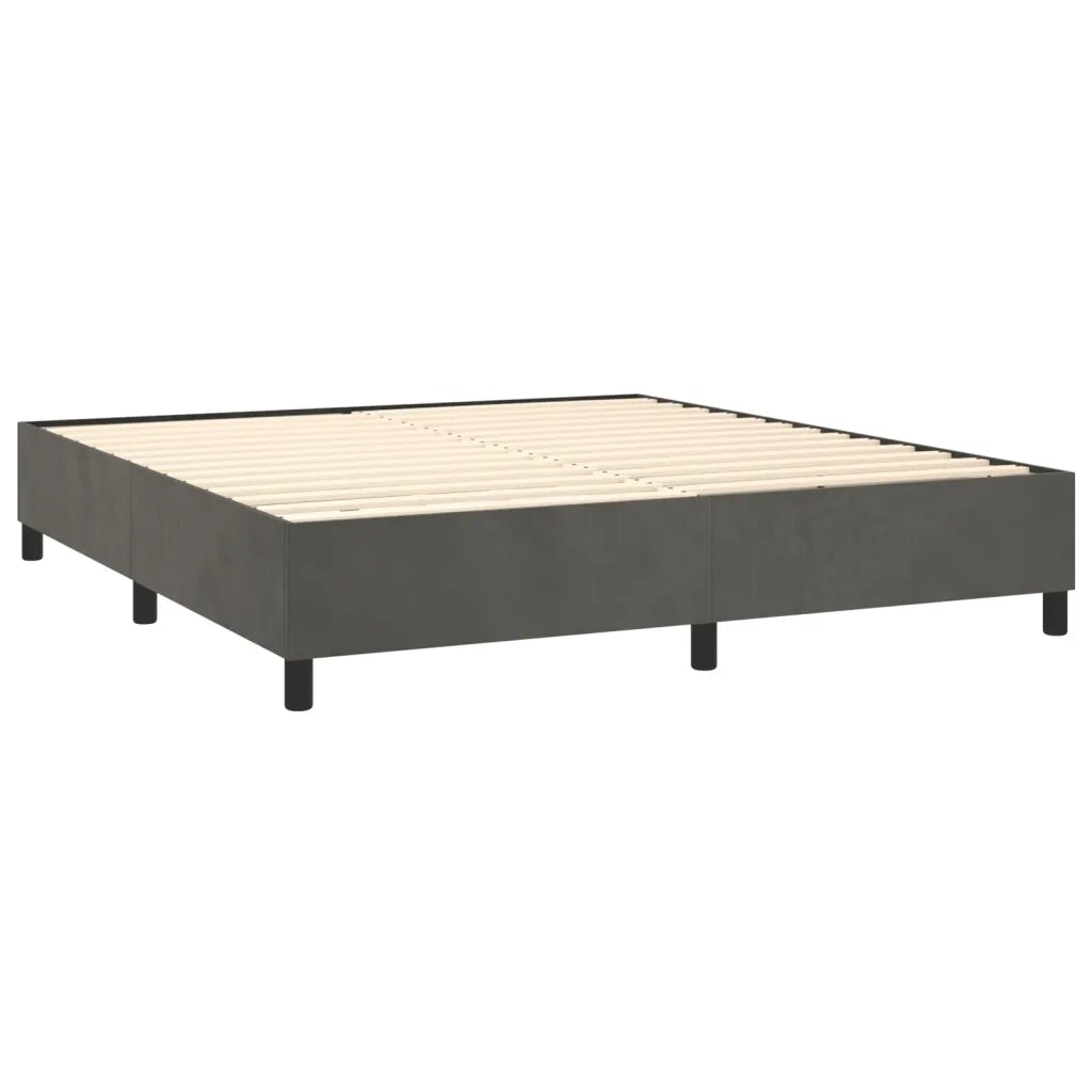 Giroletto a Molle con Materasso Grigio Scuro 160x200 cm Velluto 3129400