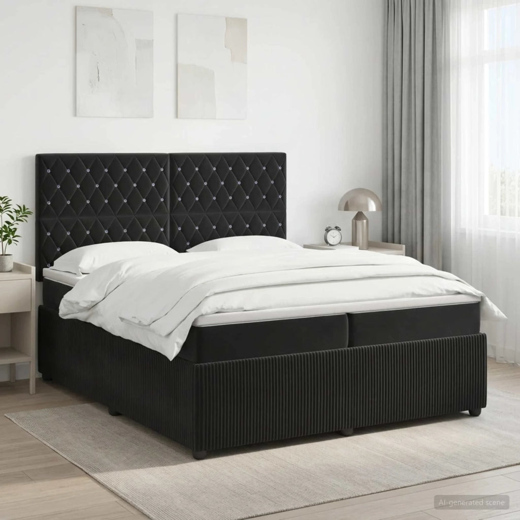 Letto box spring con materasso Nero 200 x 200 cm Velluto 3454669