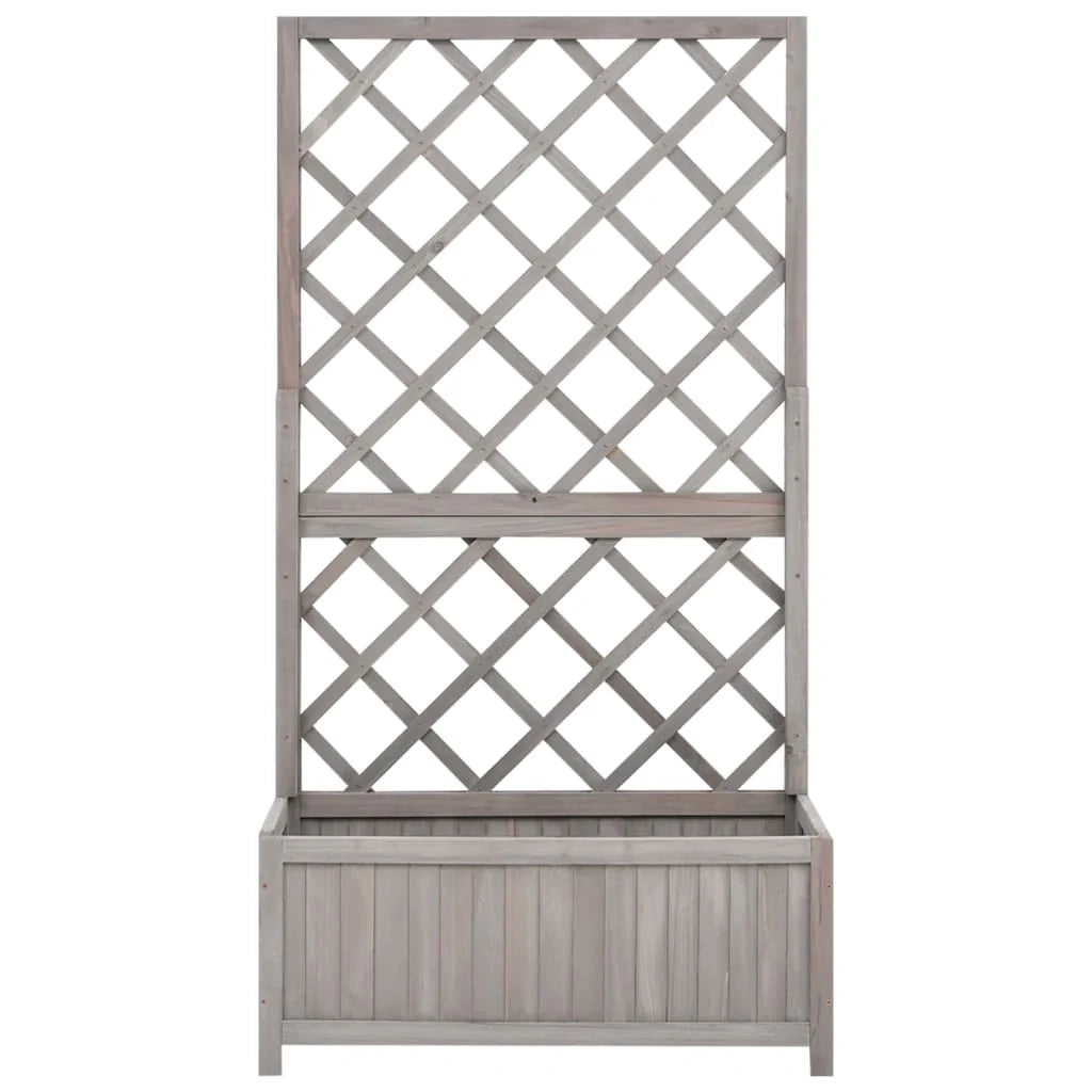 Fioriera a traliccio da giardino 70 x 30 x 135 cm in legno di abete grigio 02_0000876