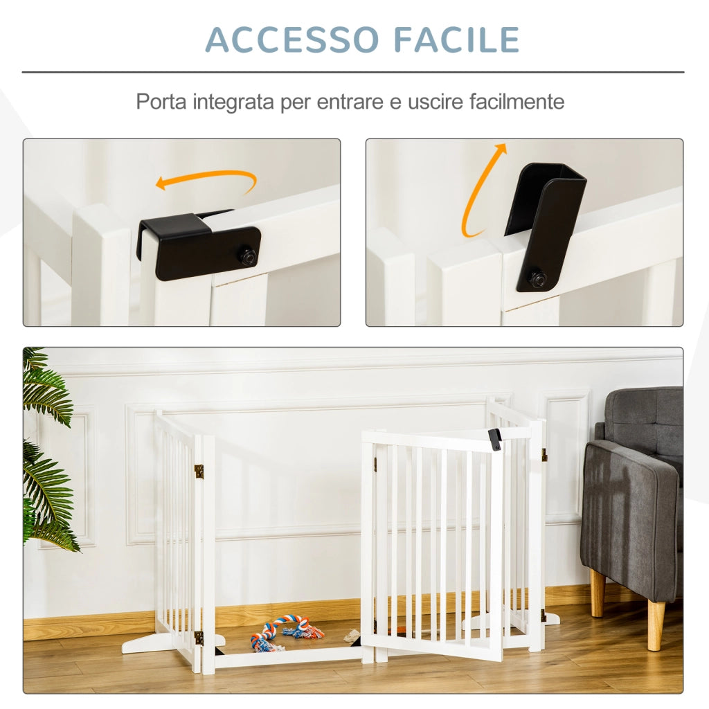 Cancelletto Pieghevole per Cani ¨C Xylo ¨C Legno Bianco 237.5x36x80cm