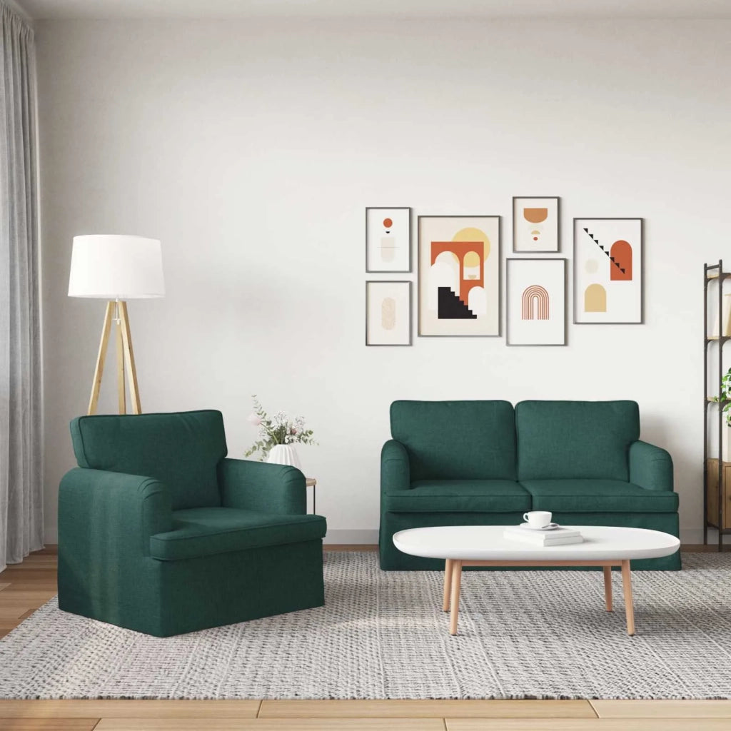 Set di divani 2 pcs Verde Scuro 144 x 80 x 85 cm Tessuto