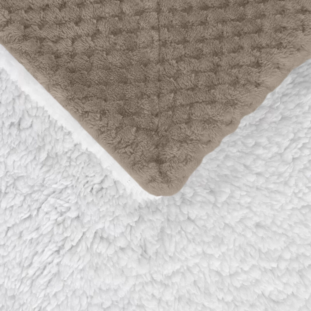 Coperta Plaid in Pile Sherpa Invernale Tinta unita 440 Gr/Mq Beige - Matrimoniale 200x230