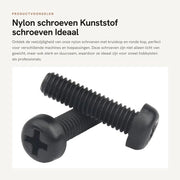 Viti in nylon - Ideali per macchine - Nero - Viti a testa rotonda - M5x10mm - 50 pezzi - Adatti per diversi tipi di applicazioni