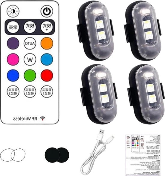Segnali di avvertimento per motocicli - Lampada a LED a sfarfallio con telecomando.
