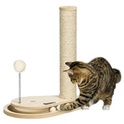 Tiragraffi per gattini con giocattoli e pista per biglie ¨C zephmum ¨C 35x23x40 cm naturale