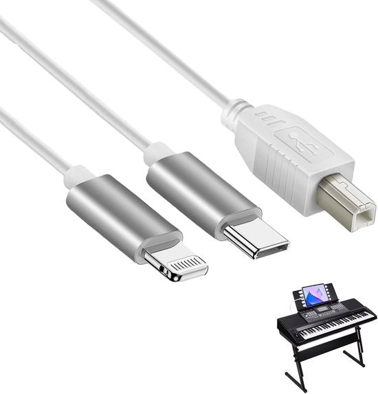 Cavo USB C a USB B 2 in 1 1m - OTG Tipo C a B per stampante - controller MIDI - interfaccia audio - tastiera musicale