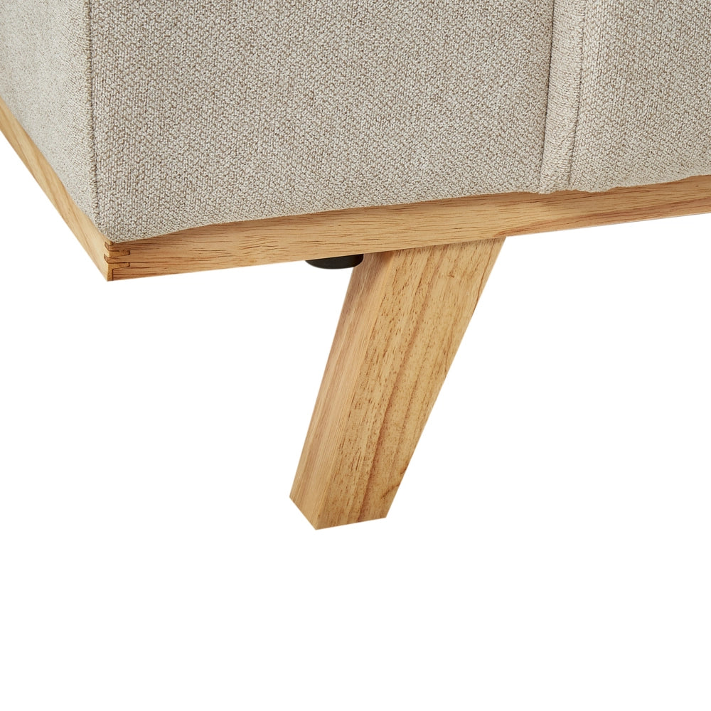 Divano angolare Beige Rivestimento in tessuto di poliestere Gambe in legno chiaro Schienale con cuscino Design moderno