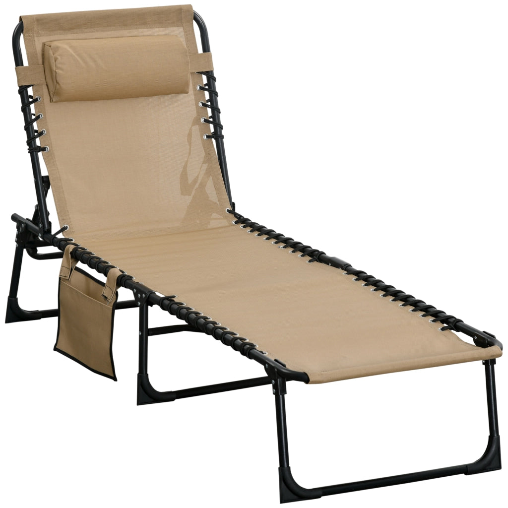 Sdraio da Giardino Pieghevole con Cuscino e Schienale Regolabile ¨C Zephmum ¨C Beige 185x58x30 cm