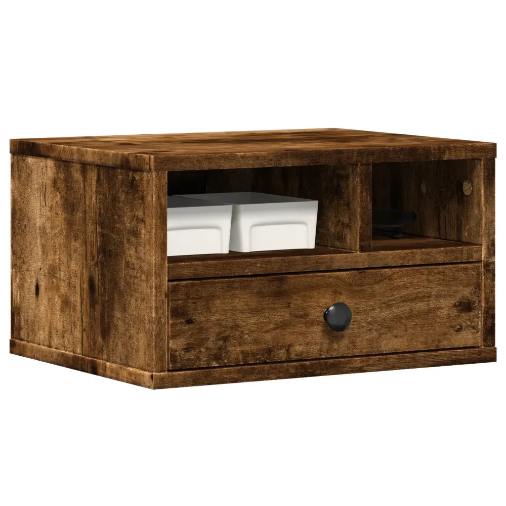 Supporto Stampante Rovere Fumo 40x32x22,5 cm Legno Multistrato 840608