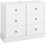 Commode con 6 ante - Cassetto di servizio moderno - 108 x 40 x 87 cm - Maniglie in metallo nero - Design a rilievo - Organizzazione efficiente - Cassetto di archiviazione