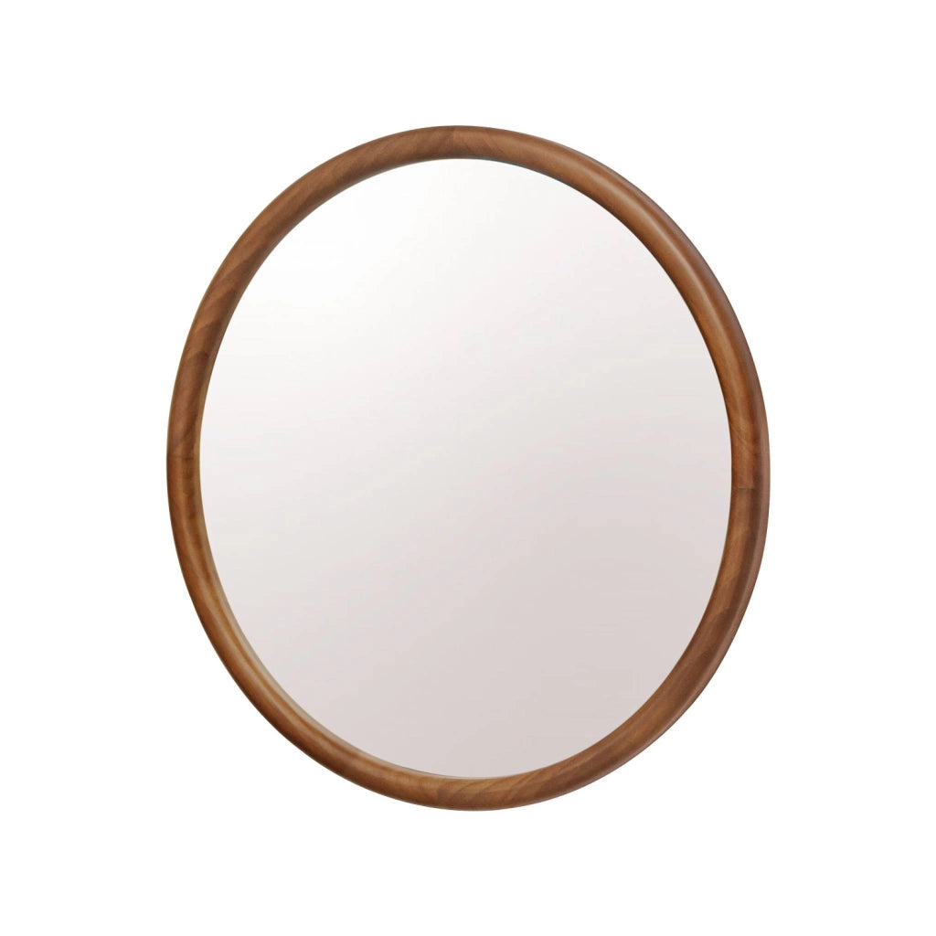 Specchio rotondo in legno di pino, 60cm, marrone