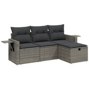 Set Divani da Giardino 4 pz | Set Salotto da Giardino con Cuscini in Polyrattan Grigio