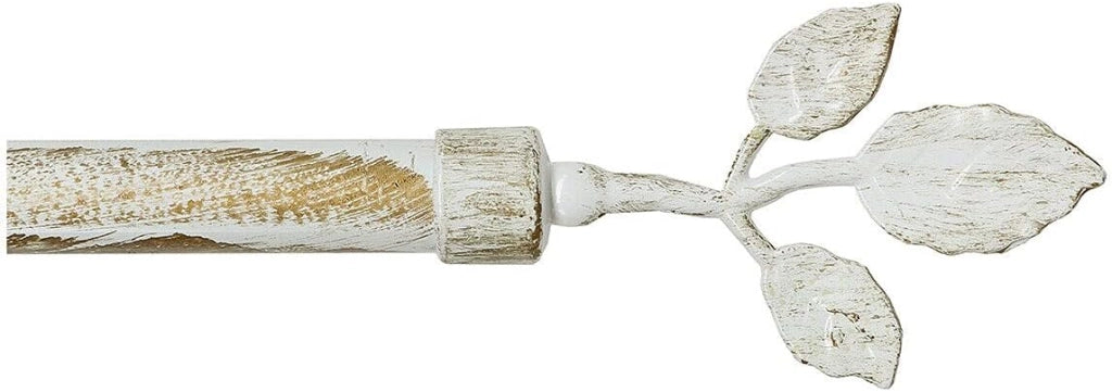 Bastone Tenda Ferro Estendibile Asta Scorritenda Anelli Foglie 160-300 cm Shabby Chic