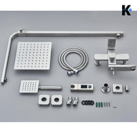 LANA | Set pioggia Premium in acciaio inox spazzolato argento | Miscelatore doccia di design | Miscelatore doccia completo di doccetta