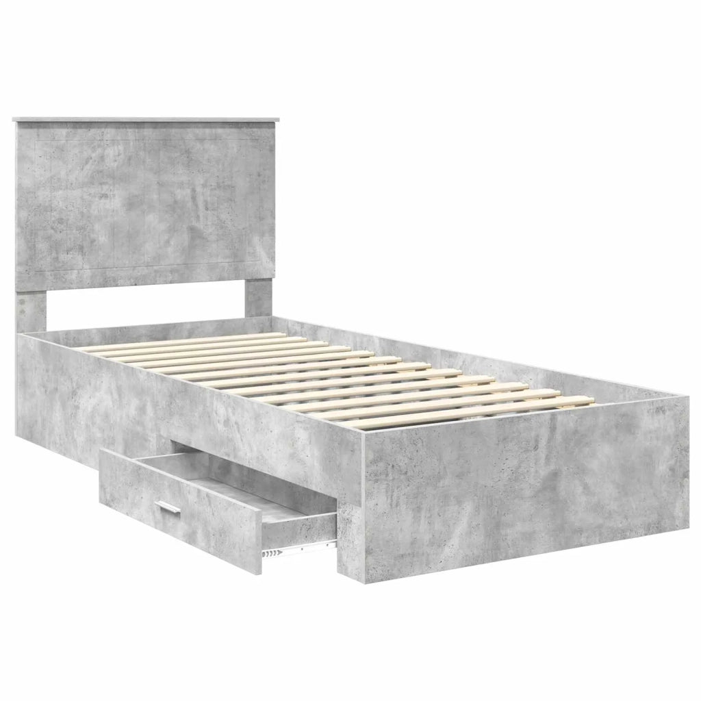 Struttura del letto con testiera Grigio cemento 90 x 190 cm