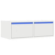 Mobile TV moderno con luci LED a parete 75 x 35 x 25 cm salvaspazio e con ampio vano contenitore legno bianco 02_0051318