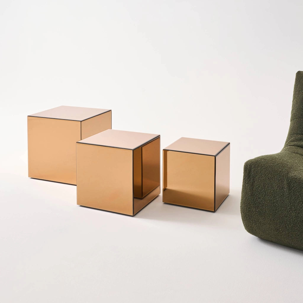 Tavolo cubico a specchio, 30cm, ambre