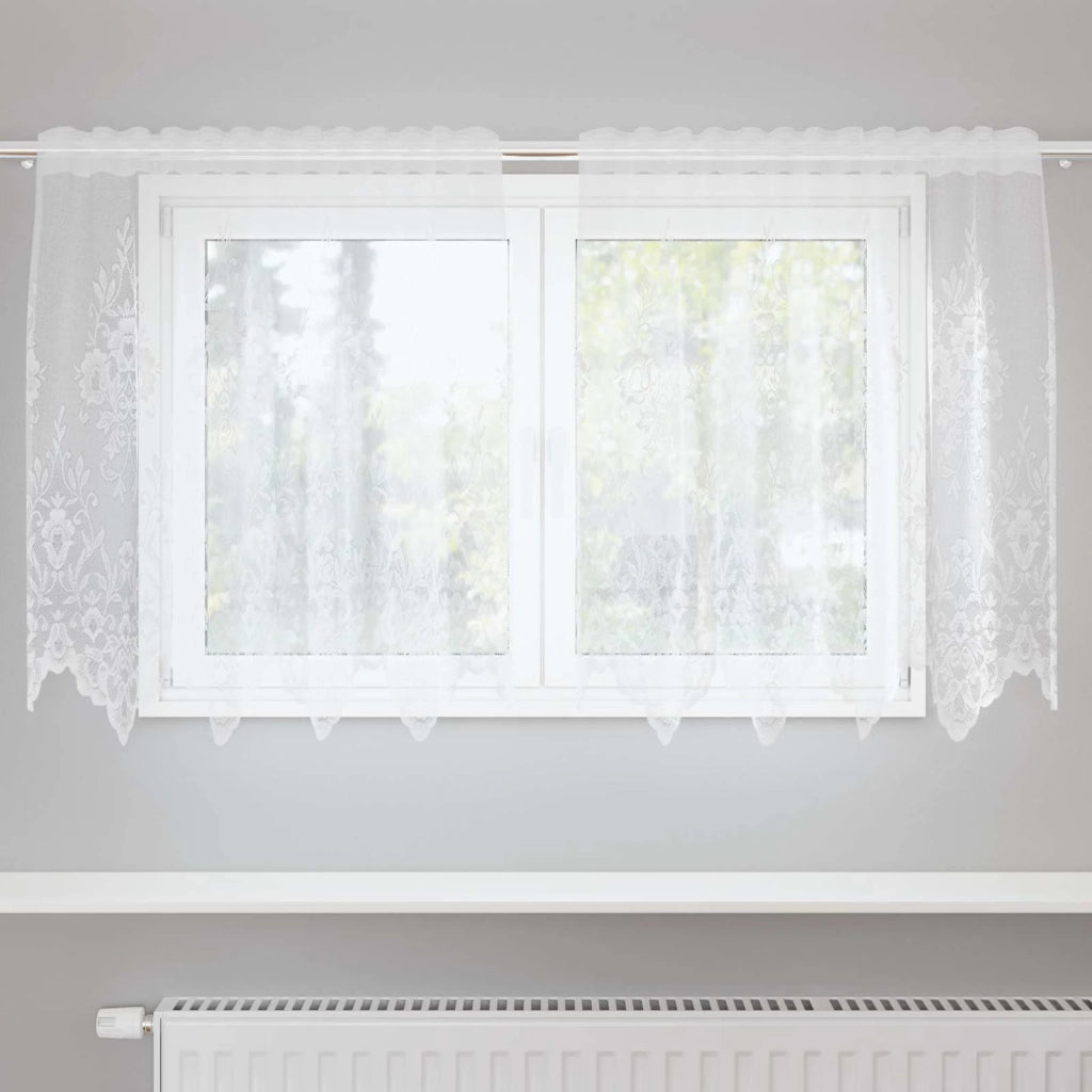 Tenda in Pizzo con tende Bianco 120 x 150 cm Poliestere 4107750